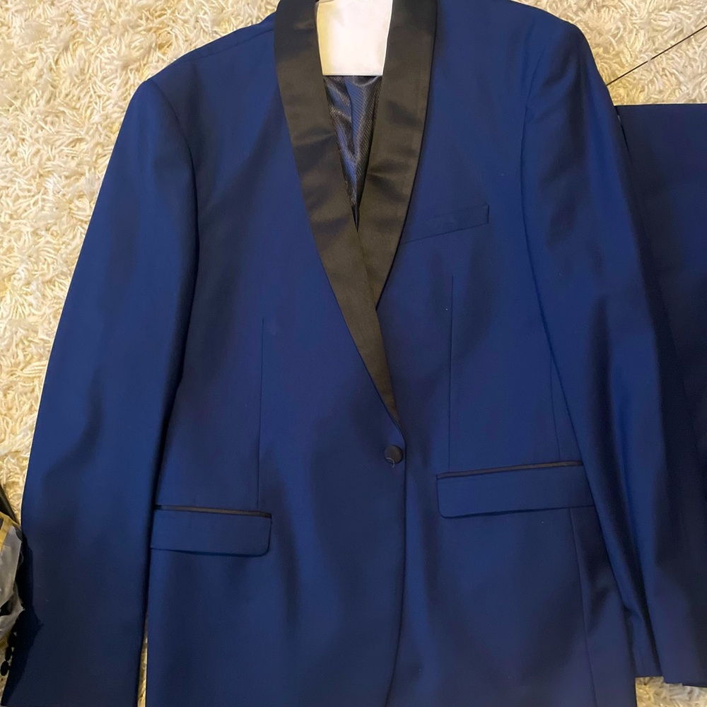 New Men Navy Blue 3pcs Suit with vest